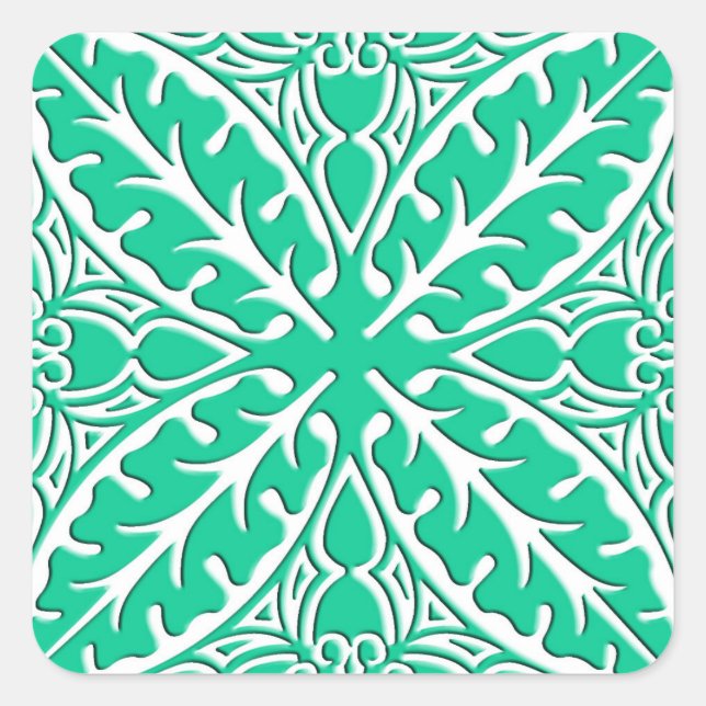 Moroccan tiles - turquoise and white square sticker (Front)