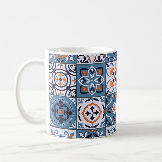 Moroccan Tiles: Vintage Seamless Elegance Coffee Mug (Left)