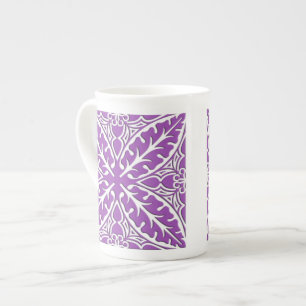 Moroccan tiles - violet and white bone china mug