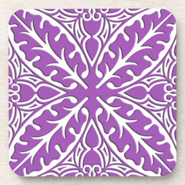 Moroccan tiles - violet and white coaster (Front)