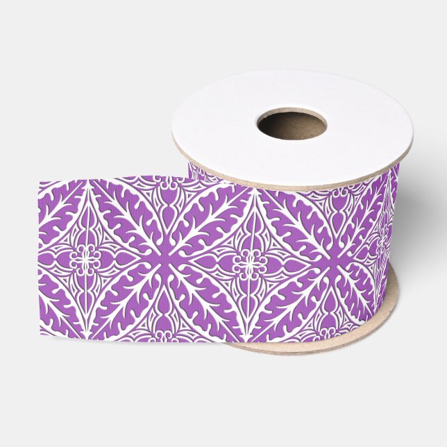 Moroccan tiles - violet and white grosgrain ribbon (Spool)