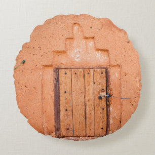 Moroccan Traditional Wooden Window Texture Round Cushion