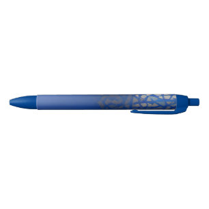 Moroccan trellis blue indigo geometric design blue ink pen