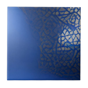 Moroccan trellis blue indigo geometric design  ceramic tile