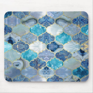 Moroccan trellis Blue Mineral Textures Mouse Pad