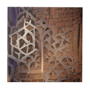 Moroccan trellis brown geometric design ceramic tile