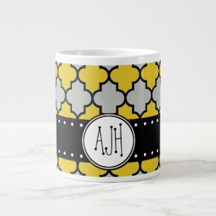 Moroccan Trellis, Latticework, Monogram Large Coffee Mug