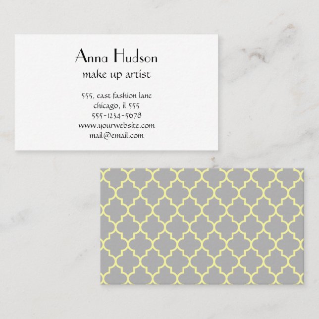 Moroccan Trellis, Latticework, Quatrefoil, Lattice Business Card (Front/Back)