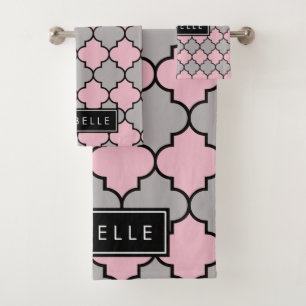 Moroccan Trellis, Latticework, Your Name Bath Towel Set