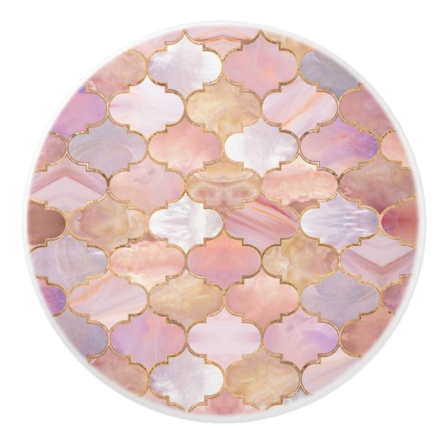 Moroccan trellis Pastel Mineral Textures Ceramic Knob (Front)