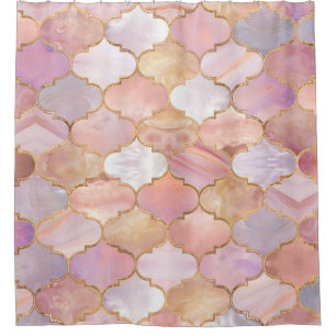 Moroccan trellis Pastel Mineral Textures Shower Curtain