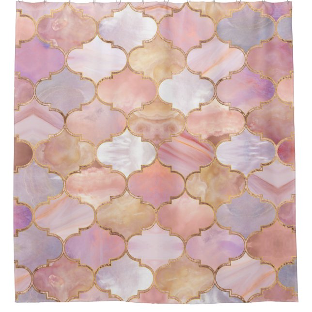 Moroccan trellis Pastel Mineral Textures Shower Curtain (Front)