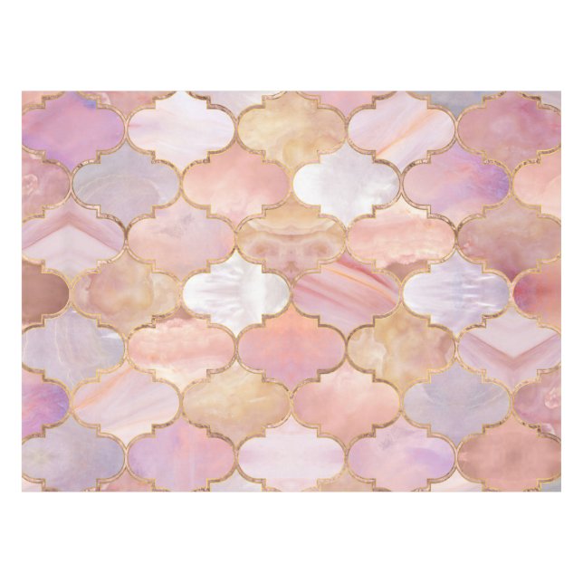 Moroccan trellis Pastel Mineral Textures Tablecloth (Front (Horizontal))