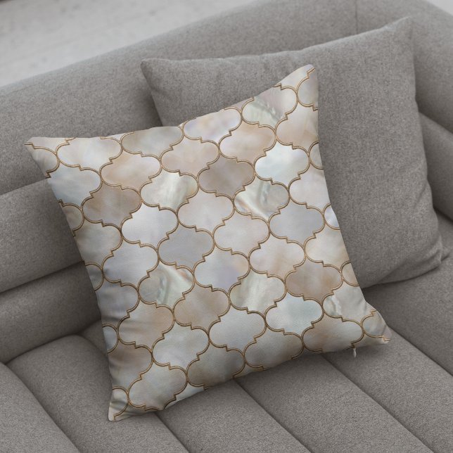 Moroccan trellis Pearl and Gold Cushion (Creator Uploaded)