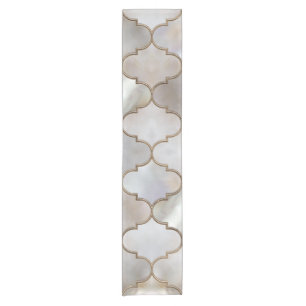 Moroccan trellis Pearl and Gold Short Table Runner