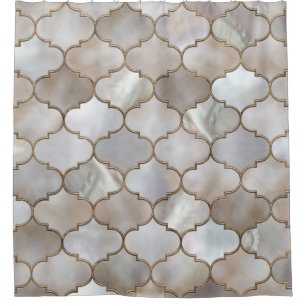 Moroccan trellis Pearl and Gold Shower Curtain