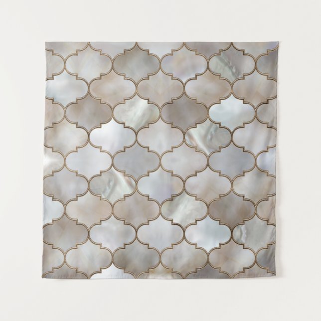Moroccan trellis Pearl and Gold Tapestry (Front)
