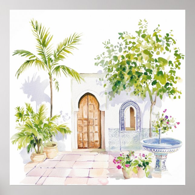  Moroccan Village Watercolor Boho Poster (Front)