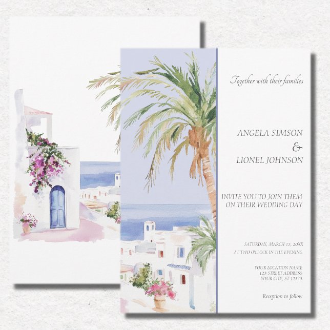 Moroccan Village Watercolor Elegance Wedding Invitation (Creator Uploaded)