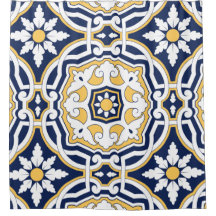 Moroccan vivid blue yellow intricate geometric
