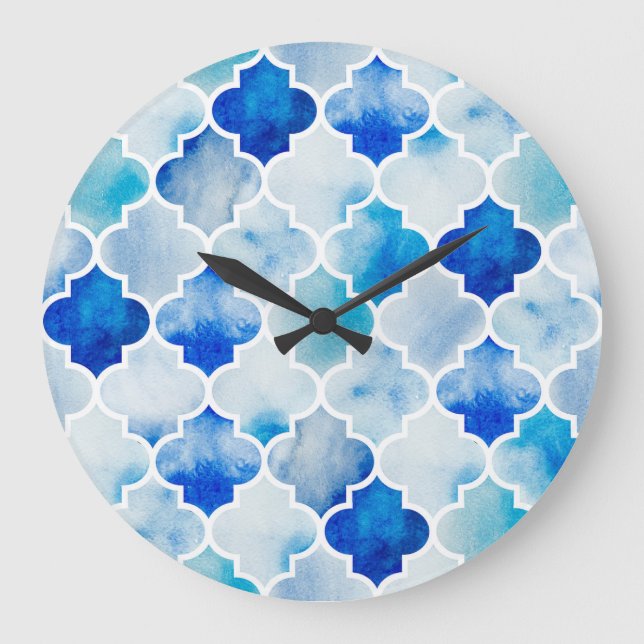 Moroccan Watercolor: Hand Drawn Seamless Large Clock (Front)