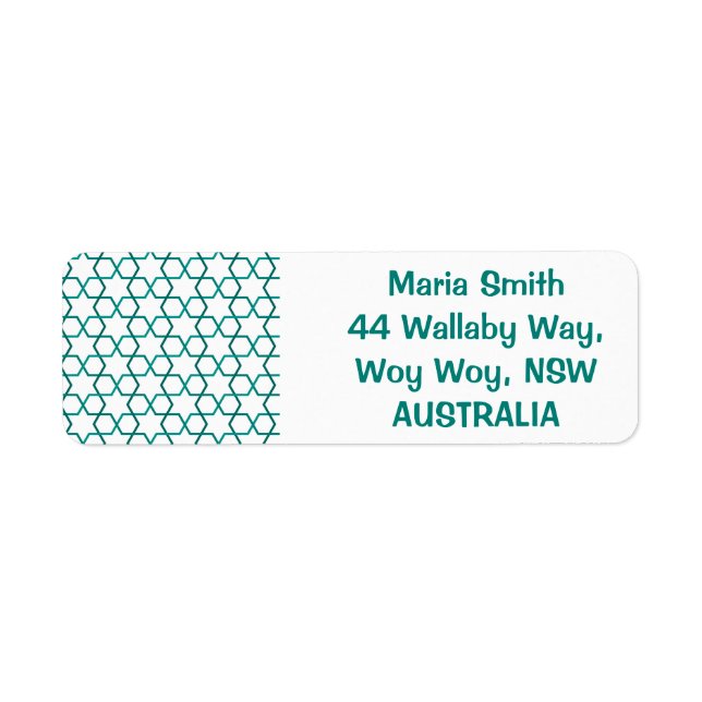 Moroccan weave pattern return address label (Front)
