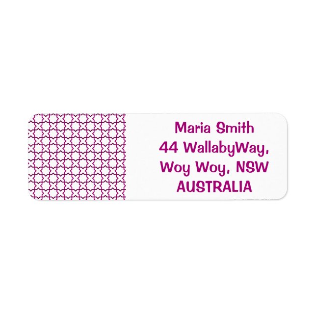 Moroccan weave pattern return address label (Front)