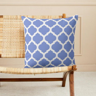 Moroccan white blue throw pillow