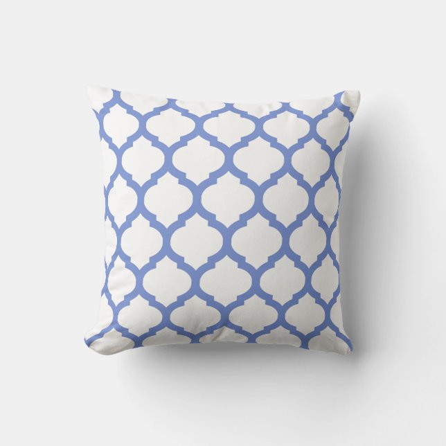 Moroccan white blue throw pillow (Front)