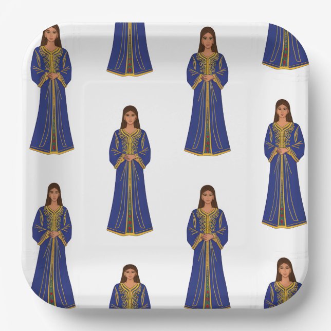 Moroccan women in Motif Caftan Paper Plate (Front)
