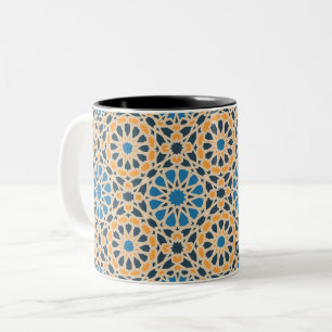 Moroccan Zellige Geometric Pattern Two-Tone Coffee Mug