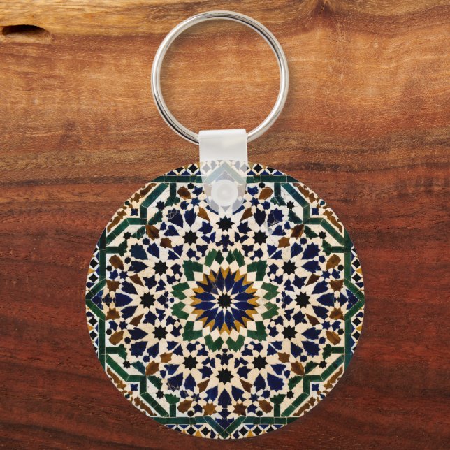 Moroccan Zellige Tile Pattern Square Keychain | Is (Back)