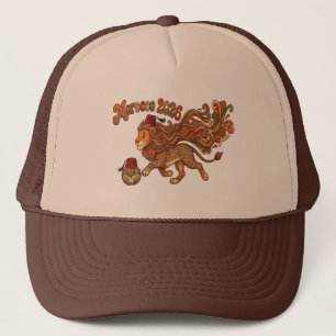 Morocco 2026 Atlas Lion Soccer Mascot Retro Art Trucker Hat