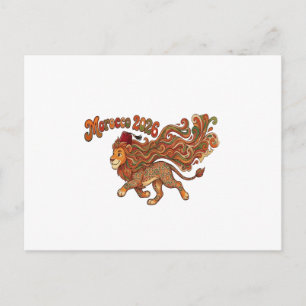 Morocco 2026 Retro Lion Mascot - Colourful Morocca Holiday Postcard
