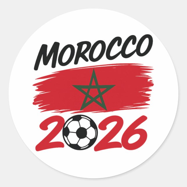 Morocco 2026 Soccer Fan, Football Supporter Pride  Classic Round Sticker (Front)