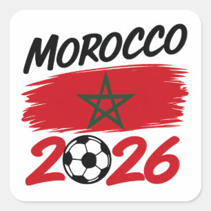 Morocco 2026 Soccer Fan Football Supporter Pride  Square Sticker