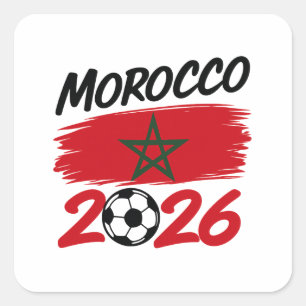Morocco 2026 Soccer Fan, Football Supporter Pride  Square Sticker