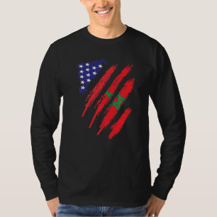 Morocco American Grown Flag USA Patriot Heritage M T-Shirt