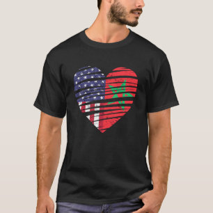 Morocco American Grown Heart USA Patriot Heritage  T-Shirt