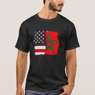 Morocco and America USA Flag Roots Half Moroccan A T-Shirt