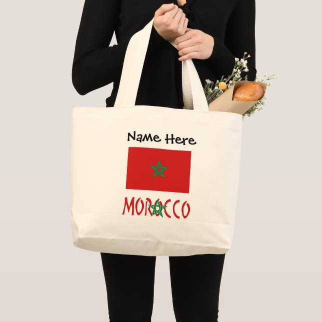 Morocco and Moroccan Flag Personalised  Large Tote (Front (Product))
