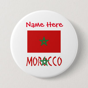 Morocco and Moroccan Flag Red Personalisation 7.5 Cm Round Badge
