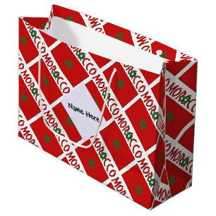 Morocco and Moroccan Flag Tiled with Your Name Large Gift Bag