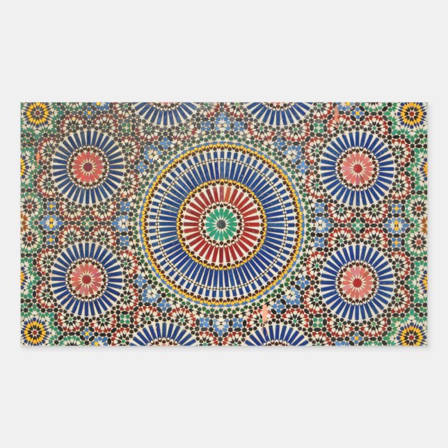 morocco arab mosaic islam religious pattern rectangular sticker (Front)