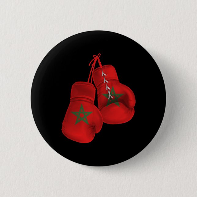 Morocco Boxing Gloves Flag Pride Moroccan Boxing  6 Cm Round Badge (Front)