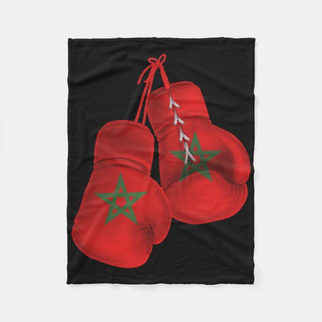 Morocco Boxing Gloves Flag Pride Moroccan Boxing  Fleece Blanket (Front)