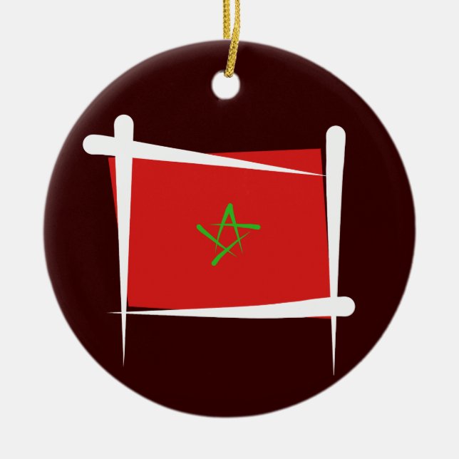 Morocco Brush Flag Ceramic Tree Decoration (Front)