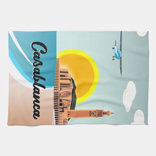 Morocco Casablanca Travel poster Tea Towel (Horizontal)