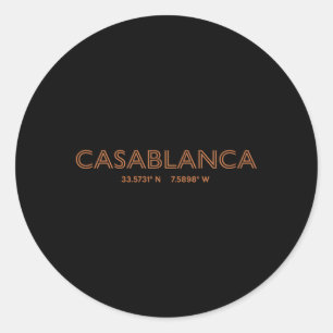 Morocco City Coordinates Casablanca Classic Round Sticker