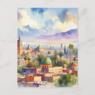 Morocco Cityscape Watercolor Postcard